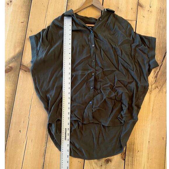 Madewell women's army green button down blouse. high-low. size small - Picture 5 of 7